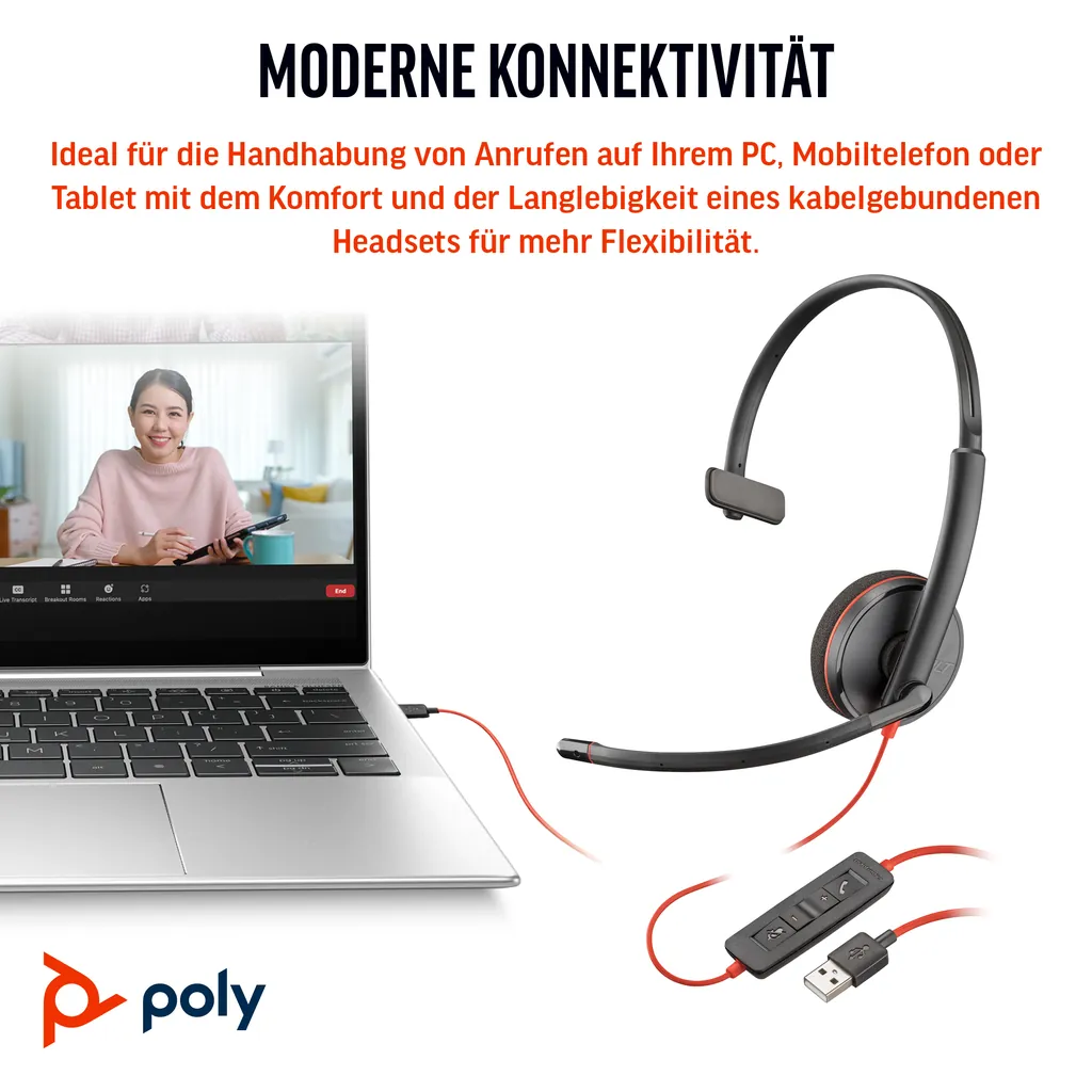 HP Poly Blackwire C3210 | Mono Headset | USB-C - Ansicht 4