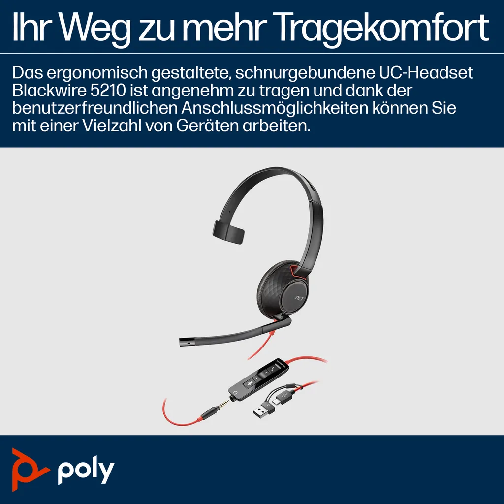 HP Poly Blackwire C5210 | Mono-Headset | USB-C - Ansicht 4