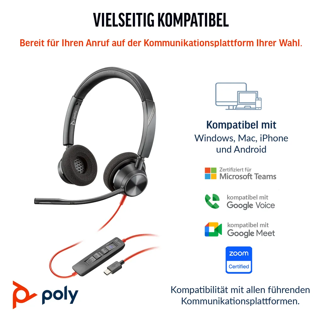 HP Poly Blackwire 3320 | USB-C Headset | Stereo - Ansicht 5