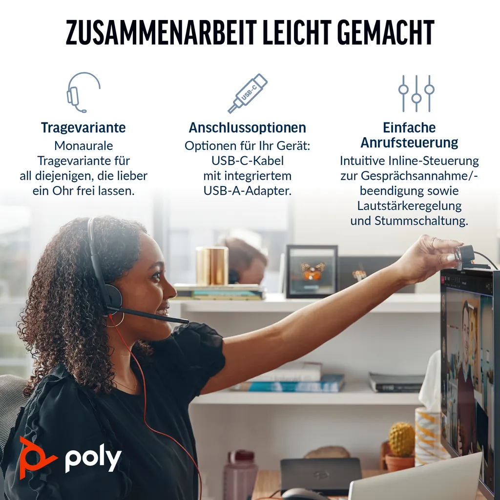 HP Poly Blackwire 3210 | Mono Headset | USB-C - Ansicht 2