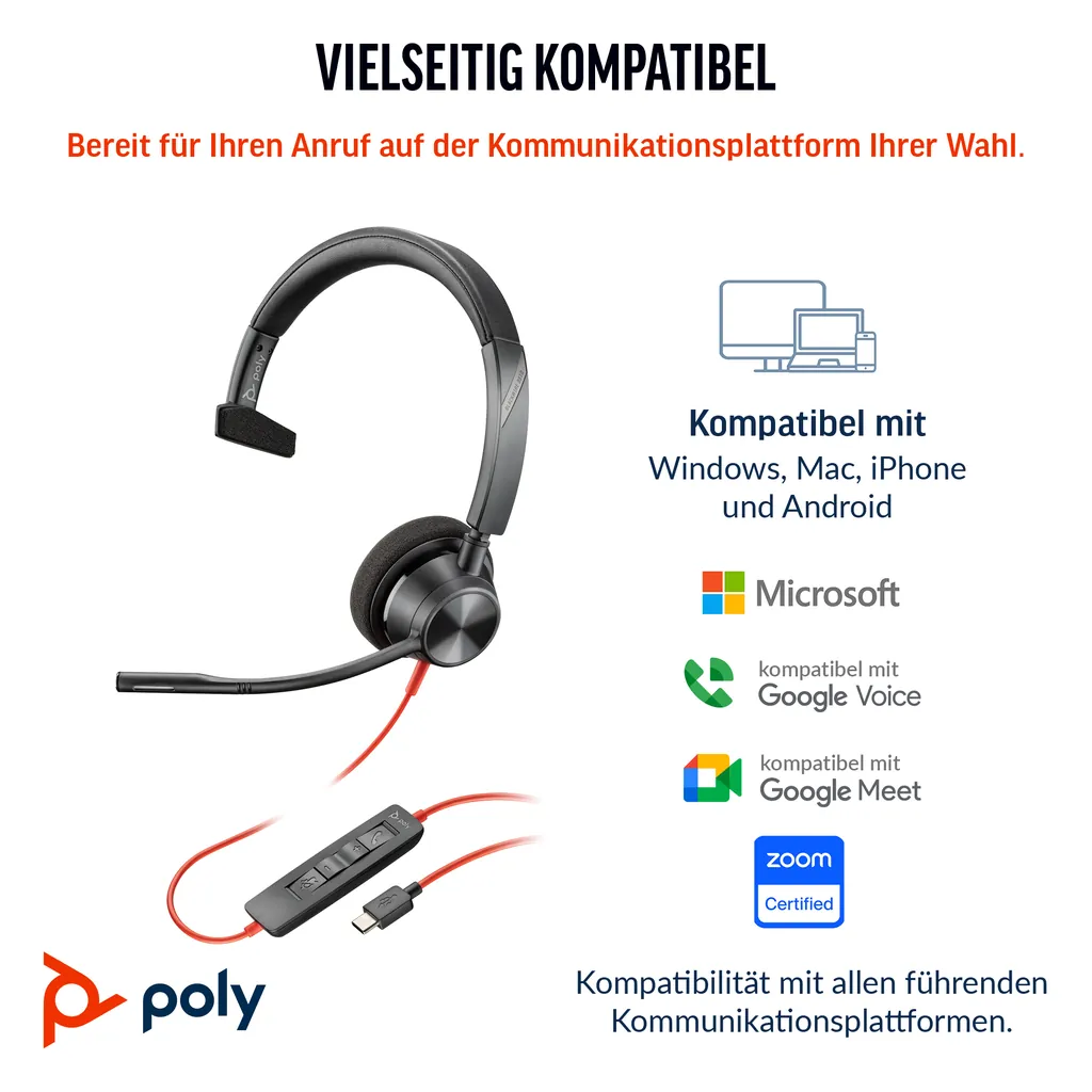 HP Poly Blackwire 3310 | Mono USB-C Headset | 103  - Ansicht 3