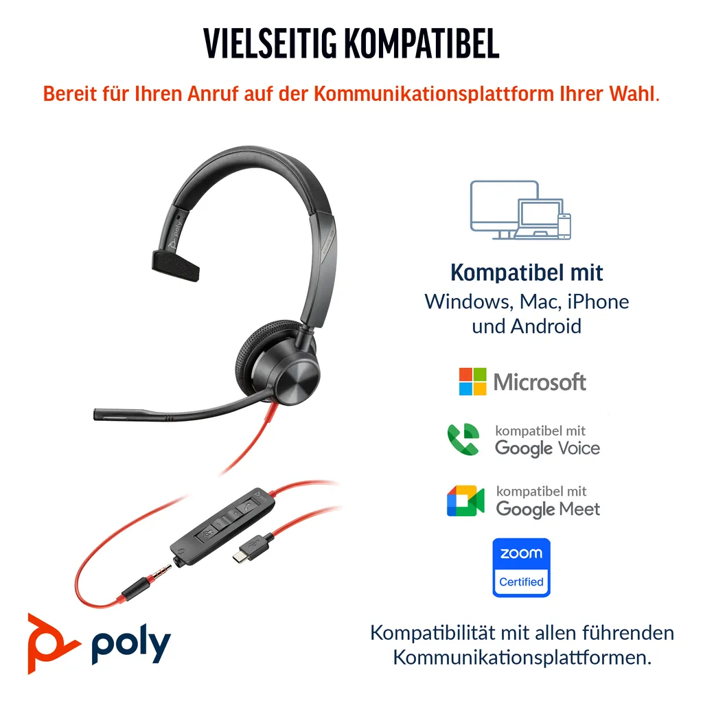 HP Poly Blackwire 3315 | Mono Headset | USB-C - Ansicht 5