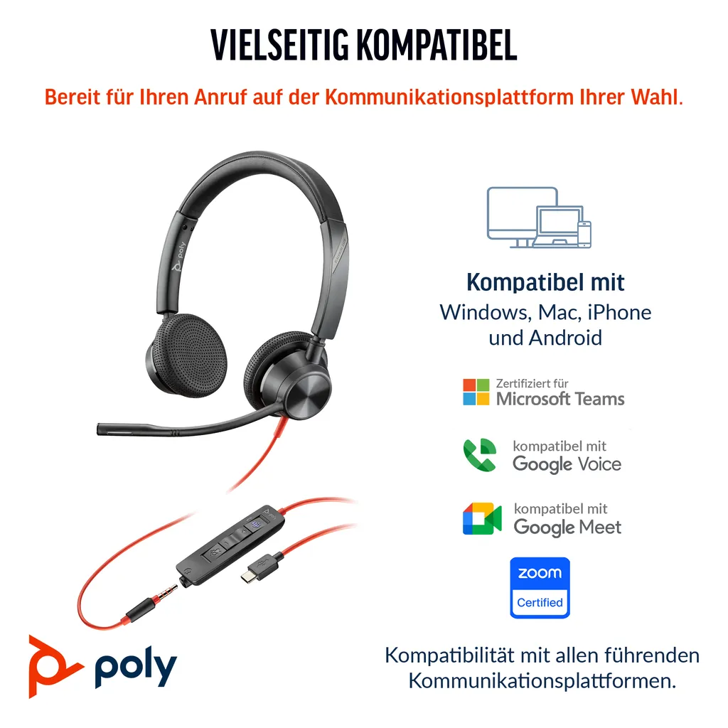 HP Poly Blackwire 3325 | Stereo Headset | USB-C - Ansicht 3