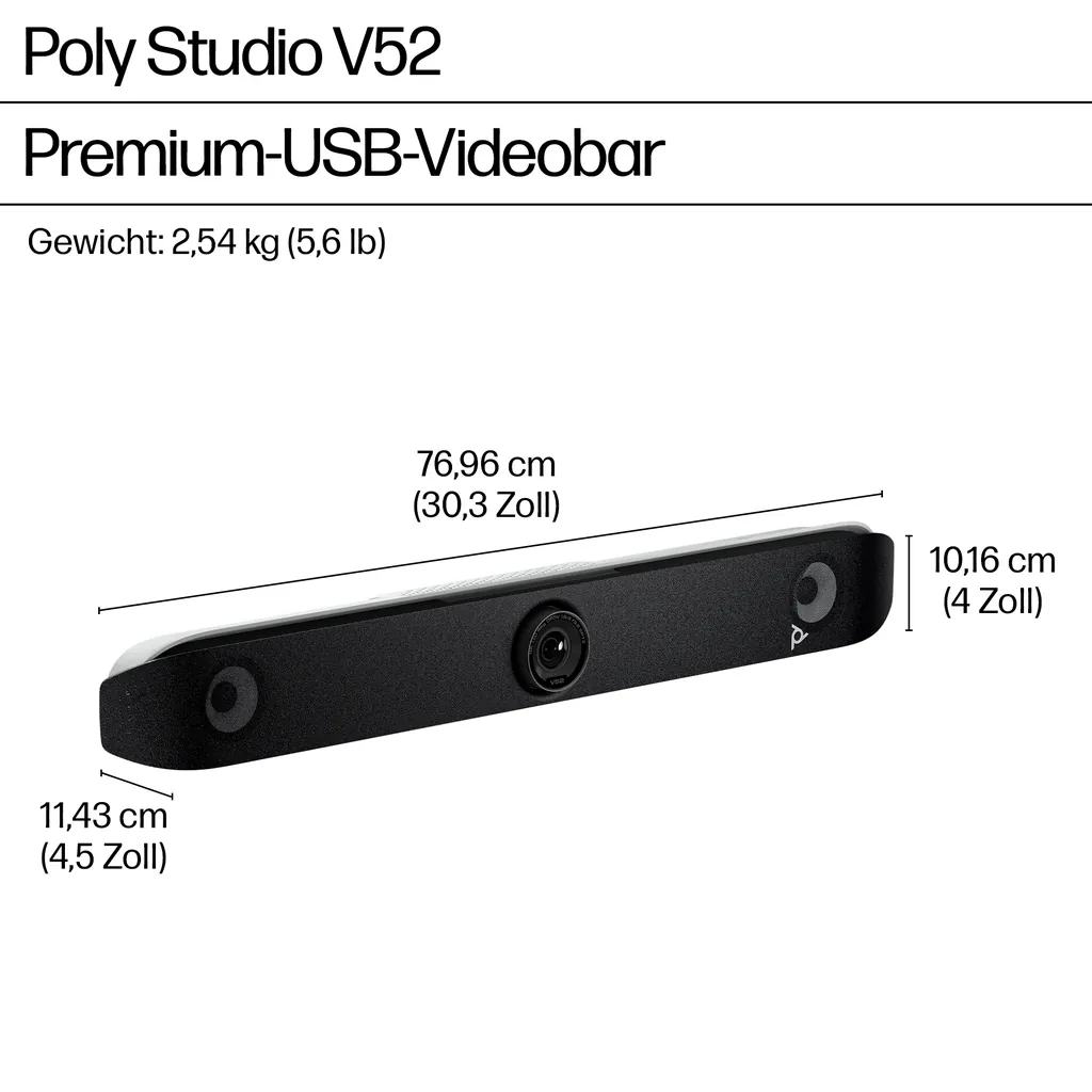 HP Poly Studio V52 | USB Video Bar | 4K 20MP - Ansicht 4