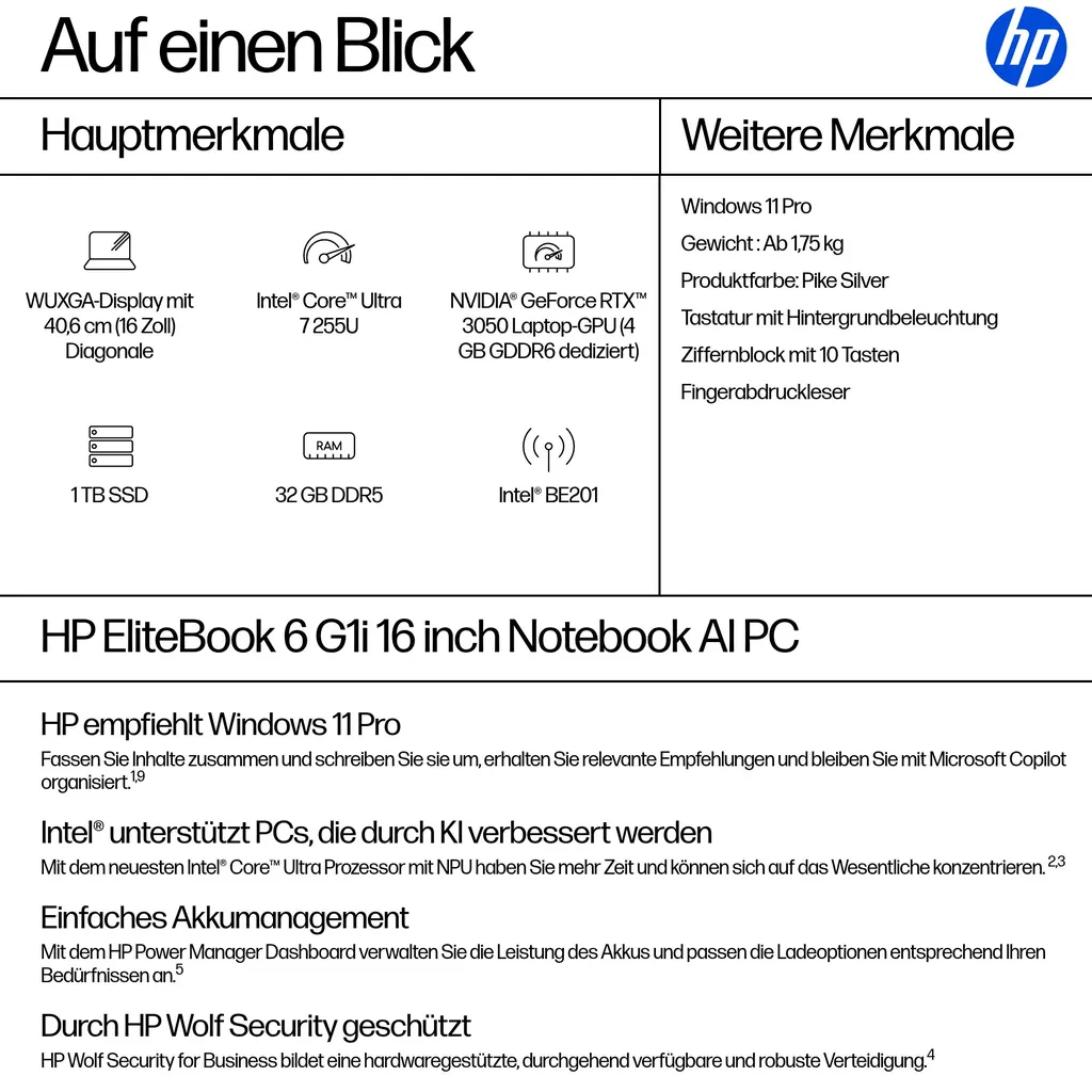 HP EliteBook 6 G1i 40,6cm (16") Ultra 7 255U 32GB  - Ansicht 4