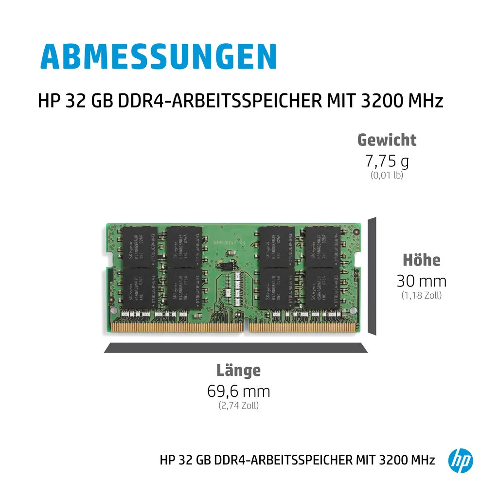 HP 32GB DDR4 | SO-DIMM RAM | 3200MHz PC4-25600 - Ansicht 2