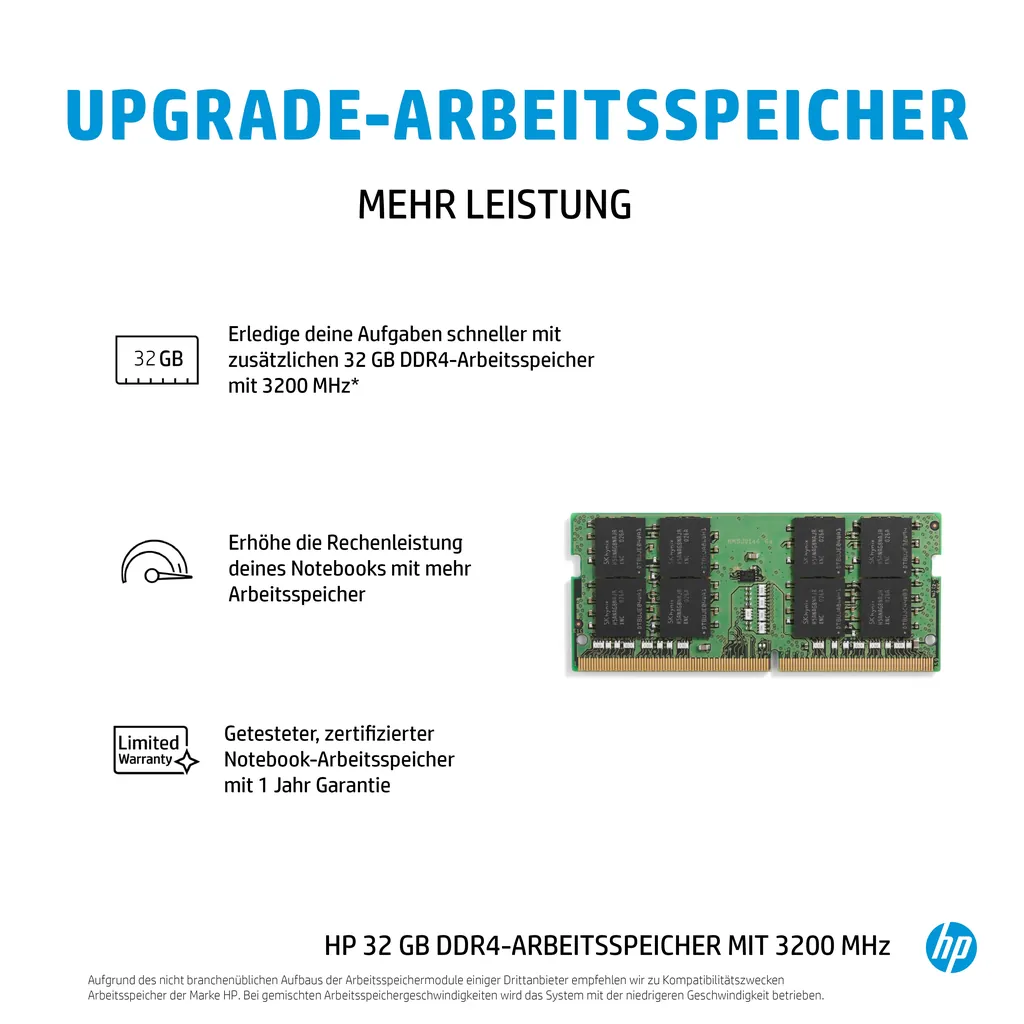 HP 32GB DDR4 | SO-DIMM RAM | 3200MHz PC4-25600 - Ansicht 3