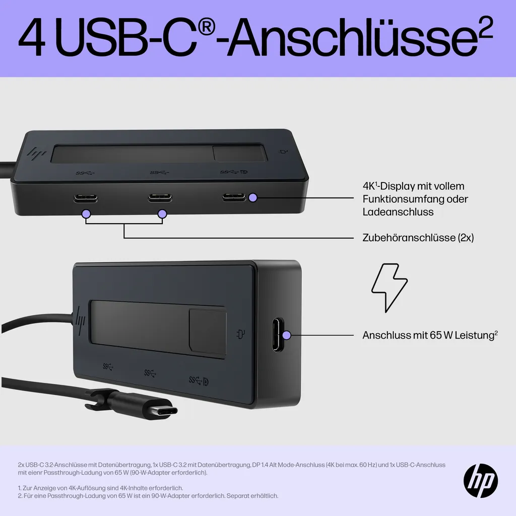 HP USB-C Multiport Hub | 4K Docking | 2x USB-C - Ansicht 2